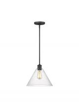 Generation Lighting  6227801-112 - Belton transitional 1-light indoor dimmable ceiling hanging single pendant light in midnight black f