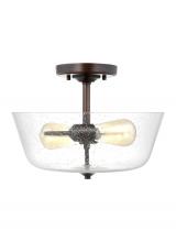 Generation Lighting  7714502-710 - Belton transitional 2-light indoor dimmable ceiling semi-flush mount in bronze finish with clear see