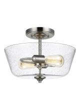 Generation Lighting  7714502-962 - Belton transitional 2-light indoor dimmable ceiling semi-flush mount in brushed nickel silver finish