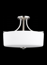 Generation Lighting  7728803-962 - Canfield modern 3-light indoor dimmable ceiling semi-flush mount in brushed nickel silver finish wit