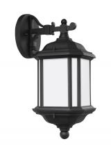 Generation Lighting  84530-12 - Kent traditional 1-light outdoor exterior medium wall lantern sconce in black finish with satin etch