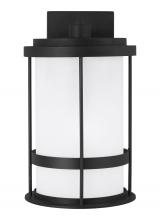 Generation Lighting 8690901DEN3-12 - Wilburn modern 1-light LED outdoor exterior Dark Sky compliant medium wall lantern sconce in black f