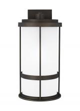 Generation Lighting 8790901-71 - Wilburn modern 1-light outdoor exterior large wall lantern sconce in antique bronze finish with sati