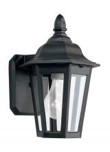 Generation Lighting  8822-12 - Brentwood traditional 1-light outdoor exterior wall lantern sconce in black finish with clear glass