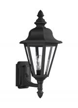 Generation Lighting  8824-12 - Brentwood traditional 1-light outdoor exterior uplight wall lantern sconce in black finish with clea