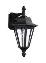 Generation Lighting  8825-12 - Brentwood traditional 1-light outdoor exterior downlight wall lantern sconce in black finish with cl