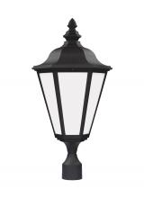 Generation Lighting  89025-12 - Brentwood traditional 1-light outdoor exterior post lantern in black finish with smooth white glass