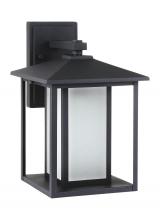 Generation Lighting  8903197S-12 - Hunnington contemporary 1-light outdoor exterior large led outdoor wall lantern in black finish with