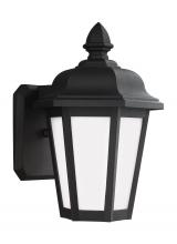 Generation Lighting  89822-12 - Brentwood traditional 1-light outdoor exterior small wall lantern sconce in black finish with smooth