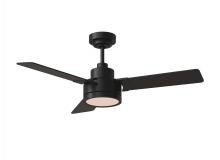 Generation Lighting  3JVR44MBKD - Jovie 44" Dimmable Indoor/Outdoor Integrated LED Indoor Midnight Black Ceiling Fan with Light Ki