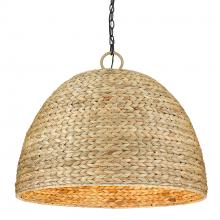  1081-8P BLK-WSG - Rue 8 Light Pendant in Matte Black with Woven Sweet Grass Shade