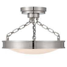 Golden 1700-17SF PN-EG - Golden Lighting Cameron Integrated LED 17in Semi-Flush Mount in Polished Nickel with Etched Glass