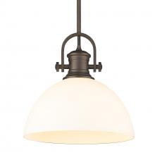  3118-L RBZ-OP - Hines 1-Light Pendant in Rubbed Bronze with Opal Glass