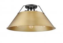  3306-3FM BLK-BCB - Orwell BLK 3 Light Flush Mount in Matte Black with Brushed Champagne Bronze shade