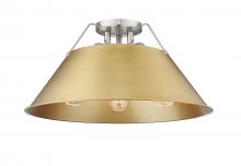  3306-3FM PW-BCB - Orwell PW 3 Light Flush Mount in Pewter with Brushed Champagne Bronze shade