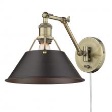 Golden 3306-A1W AB-RBZ - Orwell Articulating Wall Sconce in Aged Brass with Rubbed Bronze