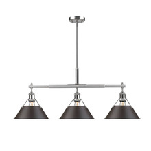 Golden 3306-LP PW-RBZ - Orwell 3-Light Linear Pendant in Pewter with Rubbed Bronze