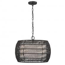  6805-4 BLK-MBR - Everly 4 Light Pendant in Matte Black with Modern Black Rattan Shade