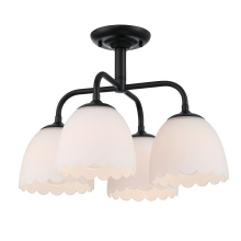 Golden 6954-4SF BLK-OP - Golden Lighting Dorinda 4-light Semi-Flush Mount in Matte Black