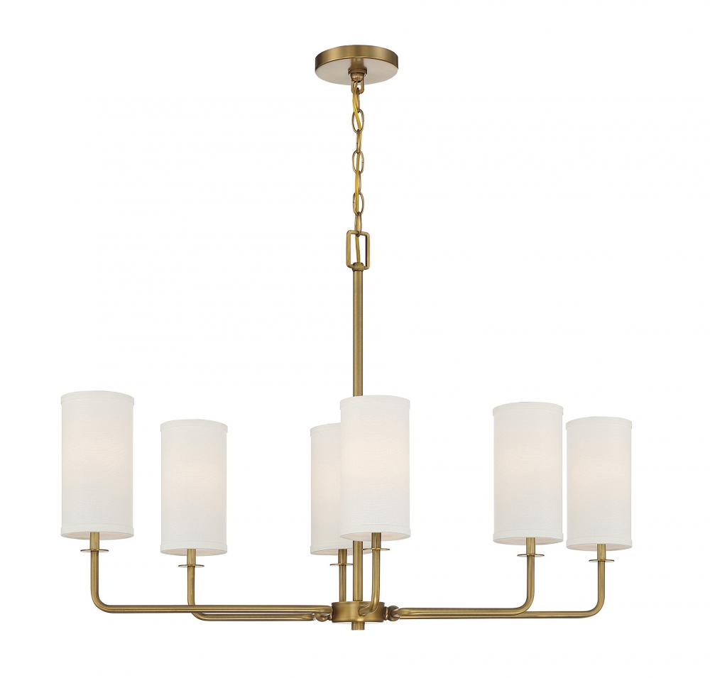 Powell 6-Light Linear Chandelier in Warm Brass