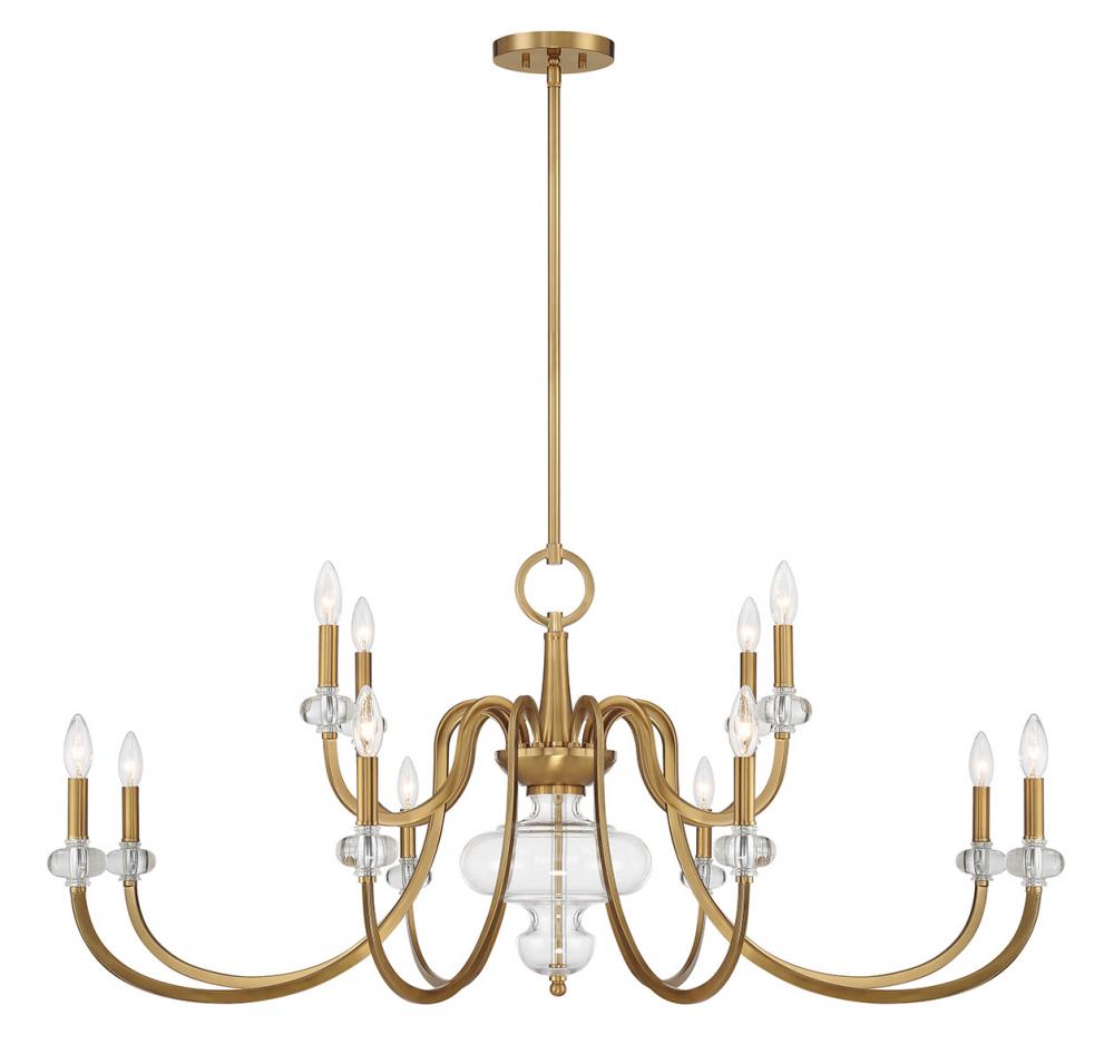 Bergdorf 12-Light Chandelier in Warm Brass