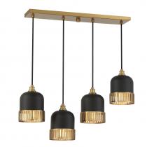 Savoy House Canada 1-1811-4-143 - Eclipse 4-Light Linear Chandelier in Matte Black with Warm Brass Accents