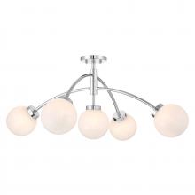  6-6199-5-11 - Redfield 5-Light Convertible Semi-Flush or Pendant in Chrome