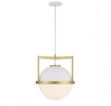 Savoy House Canada 7-4600-1-142 - Carlysle 1-Light Pendant in White with Warm Brass Accents
