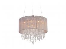  HF1502-TP - Beverly Dr. Collection Round Taupe Silk String Shade and Crystal Dual Mount