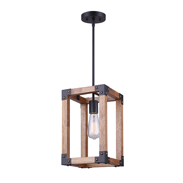 MOSS, MBK + Real Wood Color, 1 Lt Rod Pendant, 60W Type A