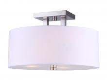  ISF578A03BN - River, 3 Lt Semi-Flush mount, White Fabric Shade + Glass Panel, 60W Type A, 15" x 10"