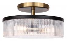  ISF1143A03BKG - JENNER 15 in. 3-Light 60-Watt Contemporary Matte Black and Gold Semi-Flush Mount