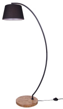 Canarm IFL2281B62BKW - Elan 1-Light Floor Lamp, Matte Black and Real Wood with On/Off Foot Switch