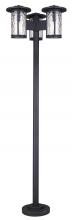  IOL568BK - LEON 3-Light Post Outdoor, Black Sand, Watermark Glass, 25.125" W x 84" H, Bulbs Included