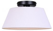  IFM1201A13BK - 1 Lt Flush Mount, White Ribbed Fabric Shade, 60W Type A, 13.25inch W x 7inch H