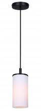  IPL1165A01BK-FR - KINSLEA 60-Watt 1 Light Matte Black Mid Century Modern Pendant with White Glass Shade