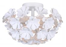  IFM2022B14WH - CASSIA 15 in. 2-Light 60-Watt Whimsical White Flush Mount with Matte White  Metal Flower Shade