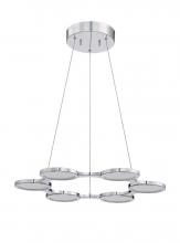 Kendal Canada PF65-6LPE-CH - MILAN series 6 Light LED Pendant in a Chrome finish with Clear Mesh diffusers