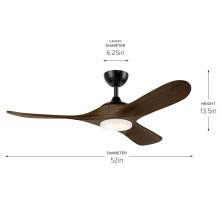 Kichler Canada Zone 2 Stocking 310552SBK - 52 in Mylo Ceiling Fan with Satin Etch Cased Opal Glass in Satin Black with Aged Walnut Wood Blades