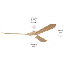 Kichler Canada Zone 2 Stocking 310580MWH - 80 in Mylo Ceiling Fan with Satin Etch Cased Opal Glass in Matte White with White Maple Wood Blades