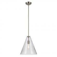  42200NICS - Everly 15.5" 1-Light Cone Pendant with Clear Seeded Glass in Brushed Nickel