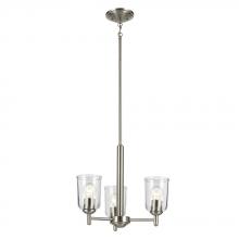 Kichler Canada Zone 2 Stocking 43670NICLR - Shailene 15.25" 3-Light Mini Chandelier with Clear Glass in Brushed Nickel