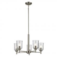 Kichler Canada Zone 2 Stocking 43671NICLR - Shailene 15.25" 5-Light Chandelier with Clear Glass in Brushed Nickel