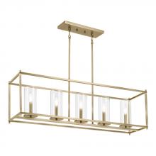 Kichler Canada Zone 2 Stocking 43995NBR - Crosby 41.5" 5-Light Linear Chandelier with Clear Glass in Natural Brass