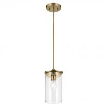 Kichler Canada Zone 2 Stocking 43996NBR - Crosby 10.75" 1-Light Mini Pendant with Clear Glass in Natural Brass