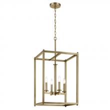 Kichler Canada Zone 2 Stocking 43998NBR - Crosby 31" 4-Light Foyer Pendant with Clear Glass in Natural Brass