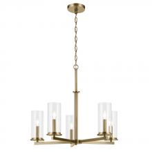 Kichler Canada Zone 2 Stocking 43999NBR - Crosby 22.5" 5-Light Chandelier with Clear Glass in Natural Brass