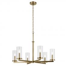 Kichler Canada Zone 2 Stocking 44013NBR - Crosby 21.5" 6-Light Chandelier with Clear Glass in Natural Brass