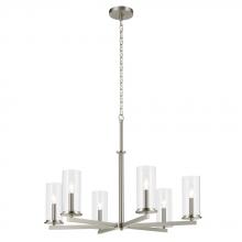 Kichler Canada Zone 2 Stocking 44013NI - Crosby 21.75" 6-Light Chandelier with Clear Glass in Brushed Nickel