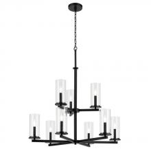 Kichler Canada Zone 2 Stocking 44014BK - Crosby 32.5" 9-Light 2-Tier Chandelier with Clear Glass in Black